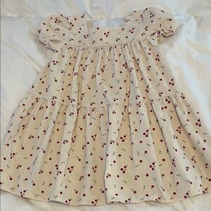 Carter's Cream Corduroy Dress with Red Rose Print